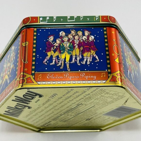 Limited Vintage Milky Way 12 Days Christmas Song Canister Tin Box Hexagon 1999 - Picture 3 of 10